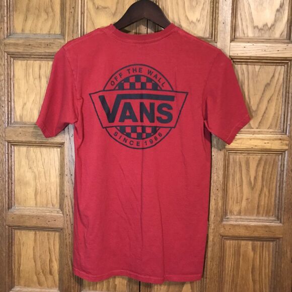 Vans Off The Wall Logo Classic Fit T-Shirt Men's S Red Dbl. Hit Surf Skate Tee - Picture 6 of 8